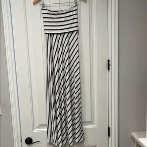 Bebe Strapless Black and White Striped Maxi Dress-Size Small